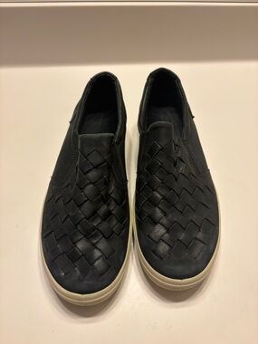 Women’s Black Woven Leather Slip-On Sandals Ecco
